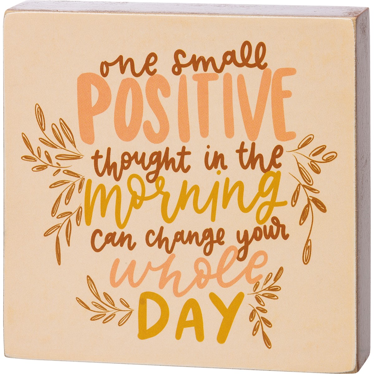 Small Positive Thought Block Sign - Wood, Paper