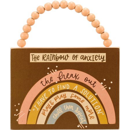 Ornament - The Rainbow Of Anxiety - 6" x 4.50" x 0.25" - Wood, Paper