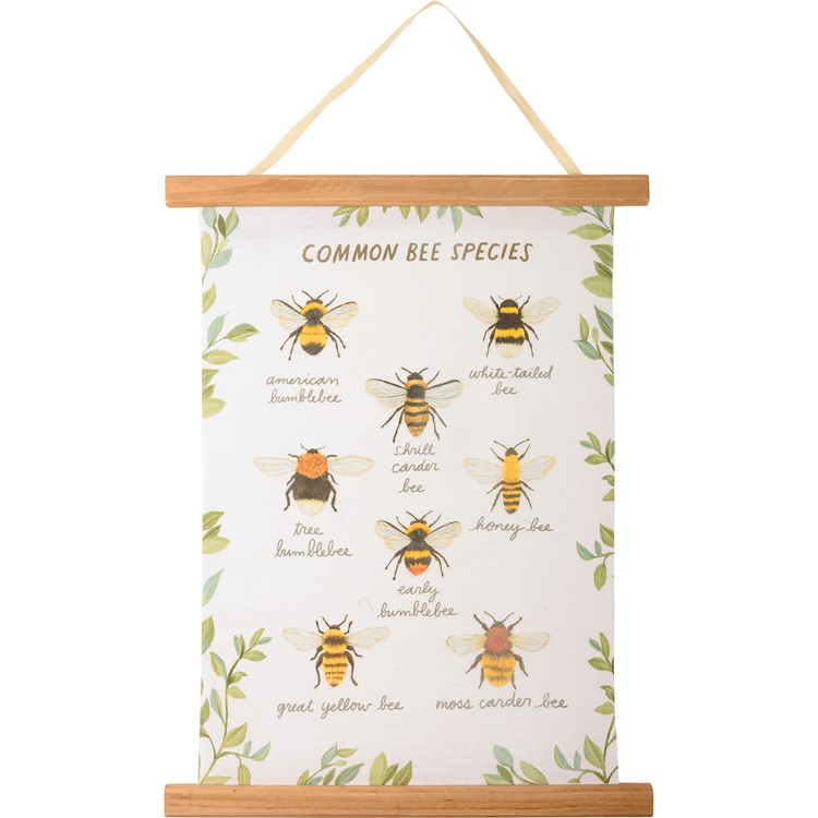 Common Bee Species Wall Decor - Canvas, Wood, Cotton