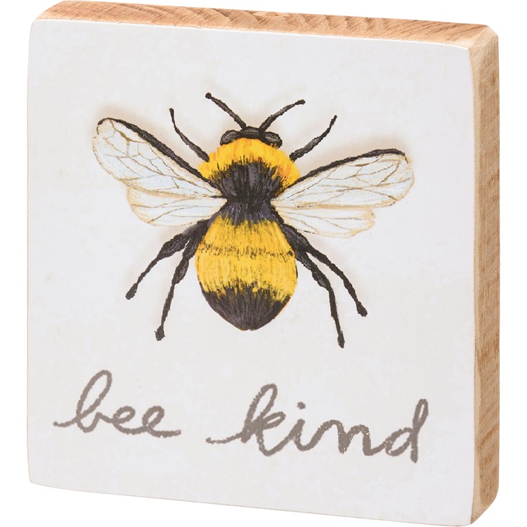 Bee Kind Block Sign - Wood, Paper