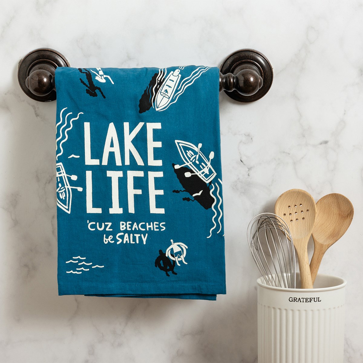 Lake Life 'Cuz Beaches Be Salty Kitchen Towel - Cotton