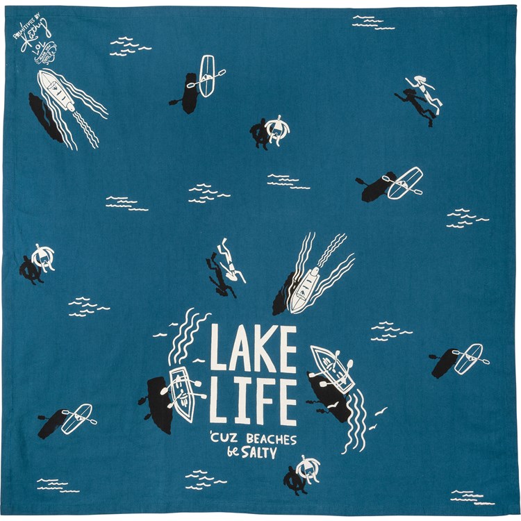 Lake Life 'Cuz Beaches Be Salty Kitchen Towel - Cotton