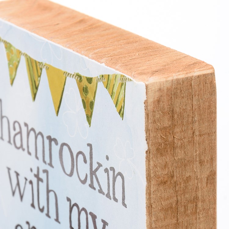 Shamrockin With My Gnomies Block Sign - Wood, Paper