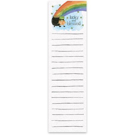 List Pad - Lucky And Blessed - 2.75" x 9.50" x 0.25" - Paper, Magnet