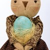 Rabbit With Egg Doll - Cotton, Wood, Wire, Plastic