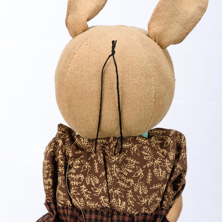 Doll - Rabbit With Egg - 4" x 13" x 5" - Cotton, Wood, Wire, Plastic