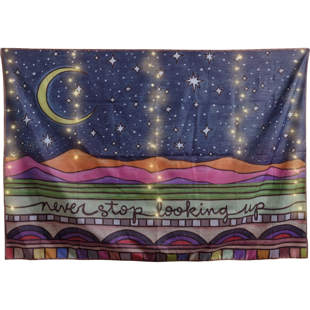 Never Stop Looking Up Lighted Tapestry - Polyester, Wire, Lights