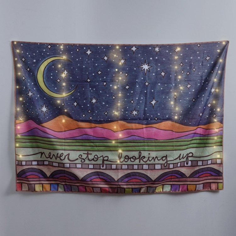 Never Stop Looking Up Lighted Tapestry - Polyester, Wire, Lights