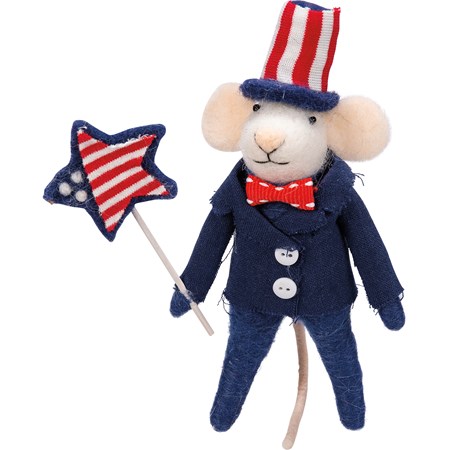 Uncle Sam Mouse Critter - Felt, Polyester, Plastic, Wood