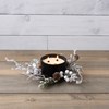 Flocked Snowball Candle Ring - Plastic, Wire, Flocking, Pinecones