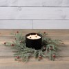 Pine And Berries Candle Ring - Plastic, Wire, Glitter, Wood