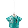 Glass Ornament - Nurse Scrubs - 4.25" x 4.25" x 1.25" - Glass, Metal, Glitter