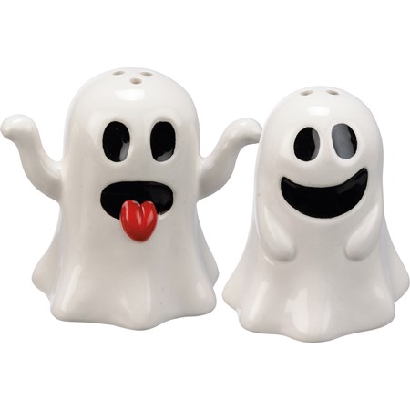 Ghosts Salt And Pepper Shakers - Ceramic, Plastic