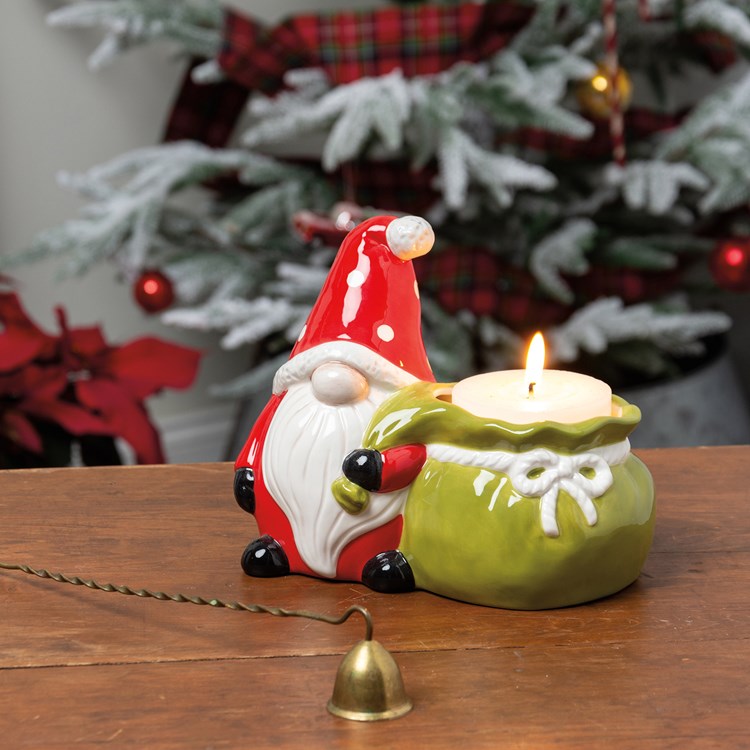 Santa's Bag Candle Holder - Ceramic