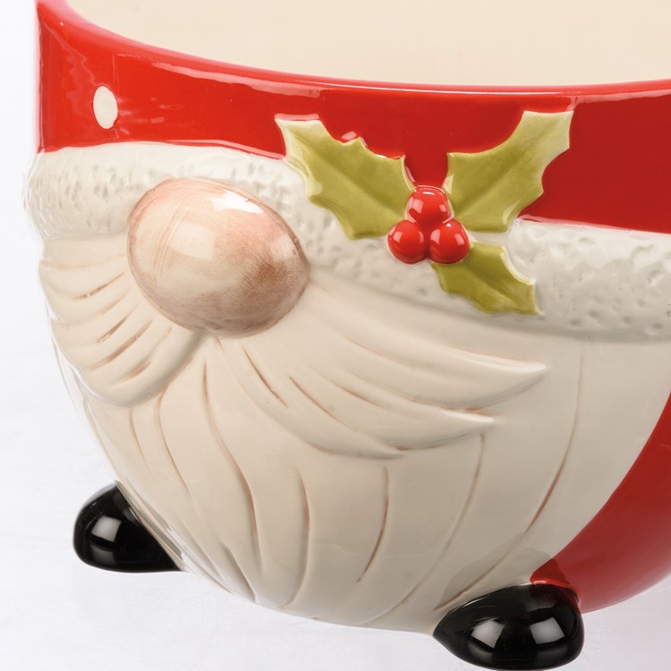 Santa Gnome Red Large Bowl - Ceramic