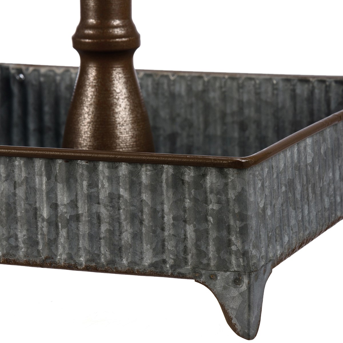 Two Tier Ribbed Square Tray - Metal