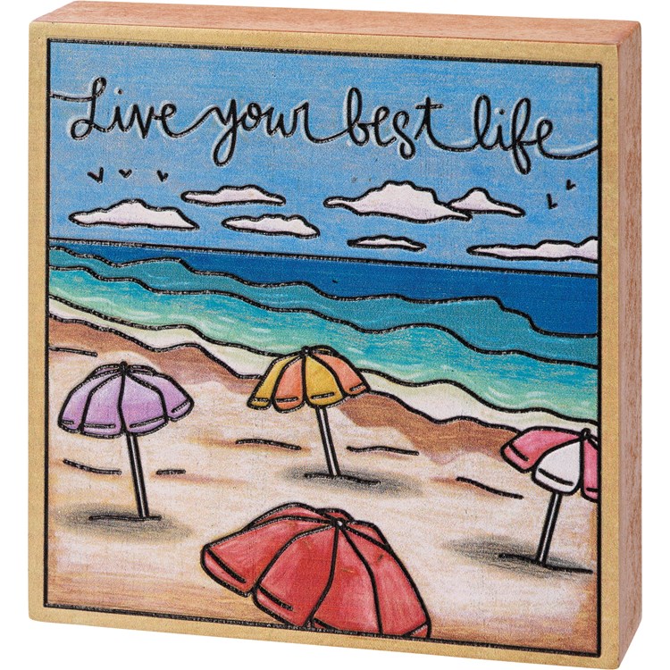 Live Your Best Life Beach Block Sign - Wood