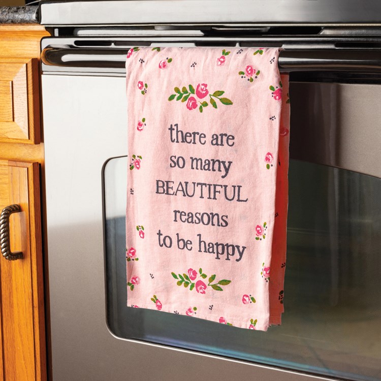 Many Beautiful Reasons To Be Happy Kitchen Towel - Cotton