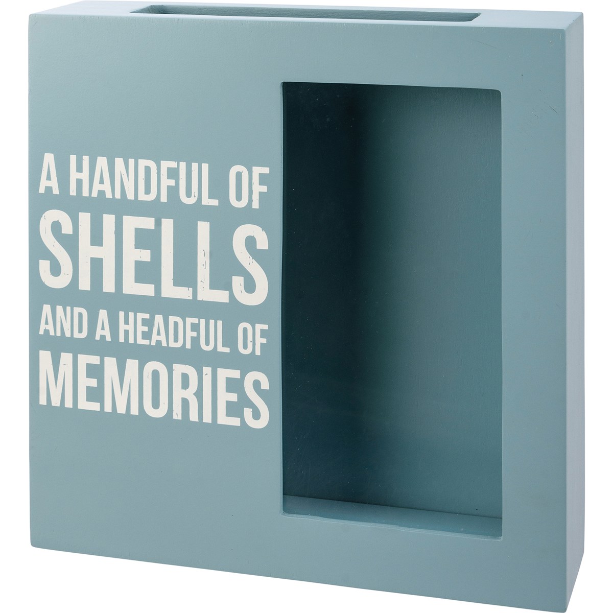 Shell Holder- A Handful Of Shells And Memories - 10" x 10" x 2.50" - Wood, Glass