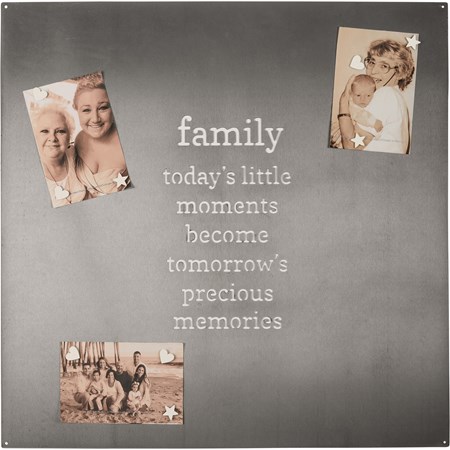 Magnet Board - Family Precious Memories - 22" x 22", 9 magnets included - Metal, Magnet