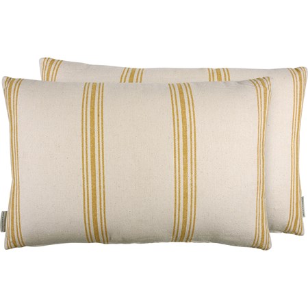 Pillow - Gold Stripe - 25" x 16" - Cotton, Zipper