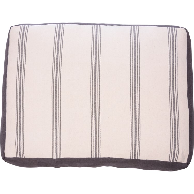 Dog Bed XL - Gray Stripe - 36" x 27" x 6" - Cotton, Zipper