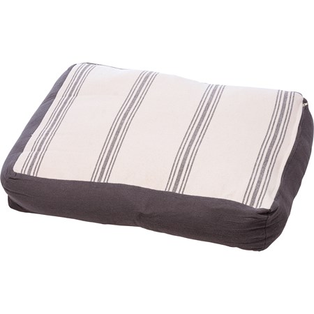 Dog Bed Sm - Gray Stripe - 26" x 20" x 6" - Cotton, Zipper