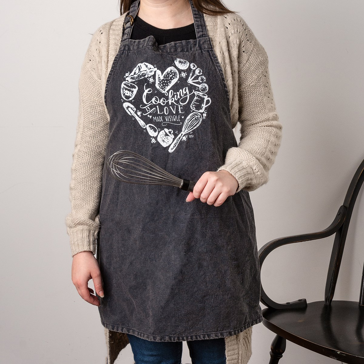 Apron - Cooking Is Love Made Visible - 27.50" x 28" - Cotton, Metal
