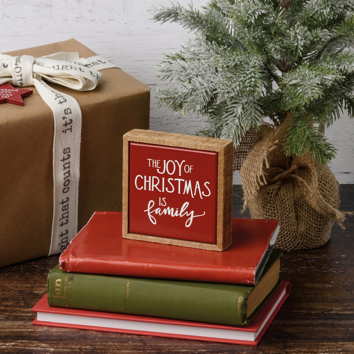 The Joy Of Christmas Is Family Box Sign Mini - Wood