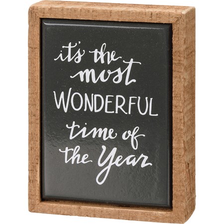 Most Wonderful Time Of The Year Box Sign Mini - Wood