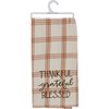 Thankful Grateful Blessed Plaid Kitchen Towel - Cotton