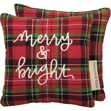 Mini Pillow - Merry & Bright - 6" x 6" - Cotton