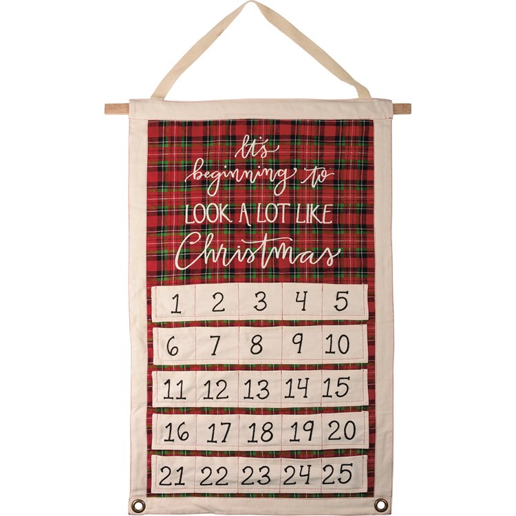 Beginning To Look Like Christmas Wall Countdown - Canvas, Cotton, Metal, Wood