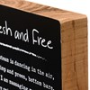 Block Sign - Fresh And Free - 4" x 4" x 1" - Wood