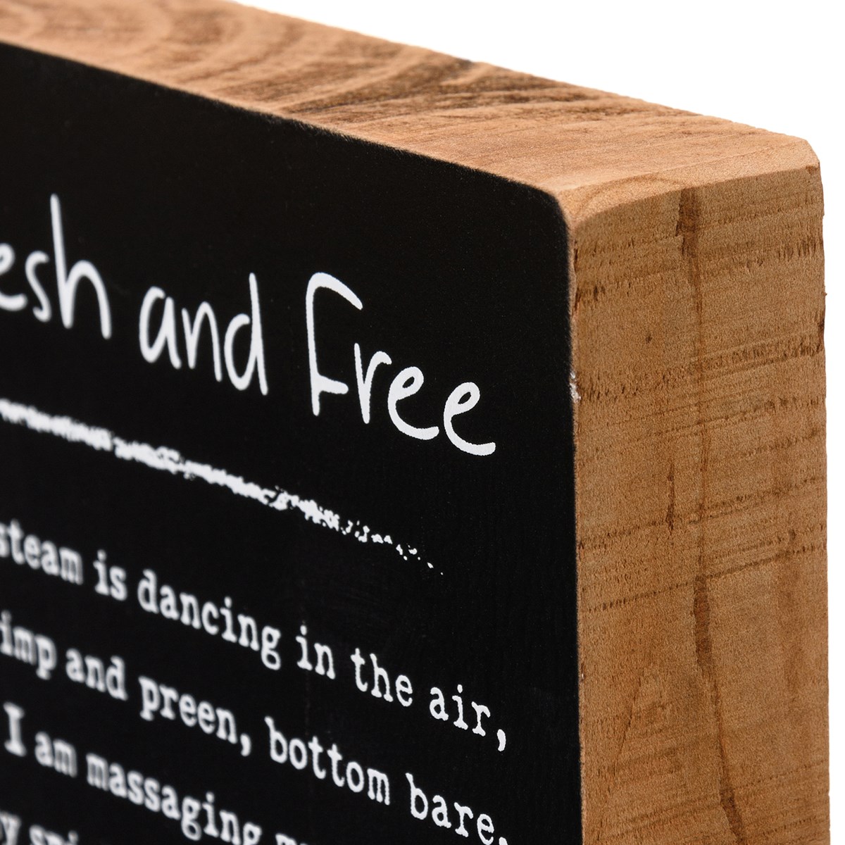 Block Sign - Fresh And Free - 4" x 4" x 1" - Wood