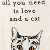Love And A Cat Embroidered Kitchen Towel - Cotton, Linen