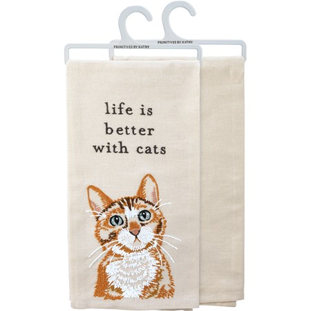 Kitchen Towel - Life Is Better With Cats - 20" x 26" - Cotton, Linen