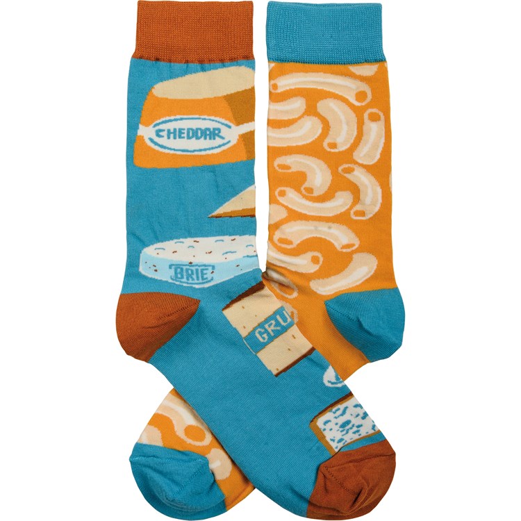 Socks - Macaroni & Cheese - One Size Fits Most - Cotton, Nylon, Spandex