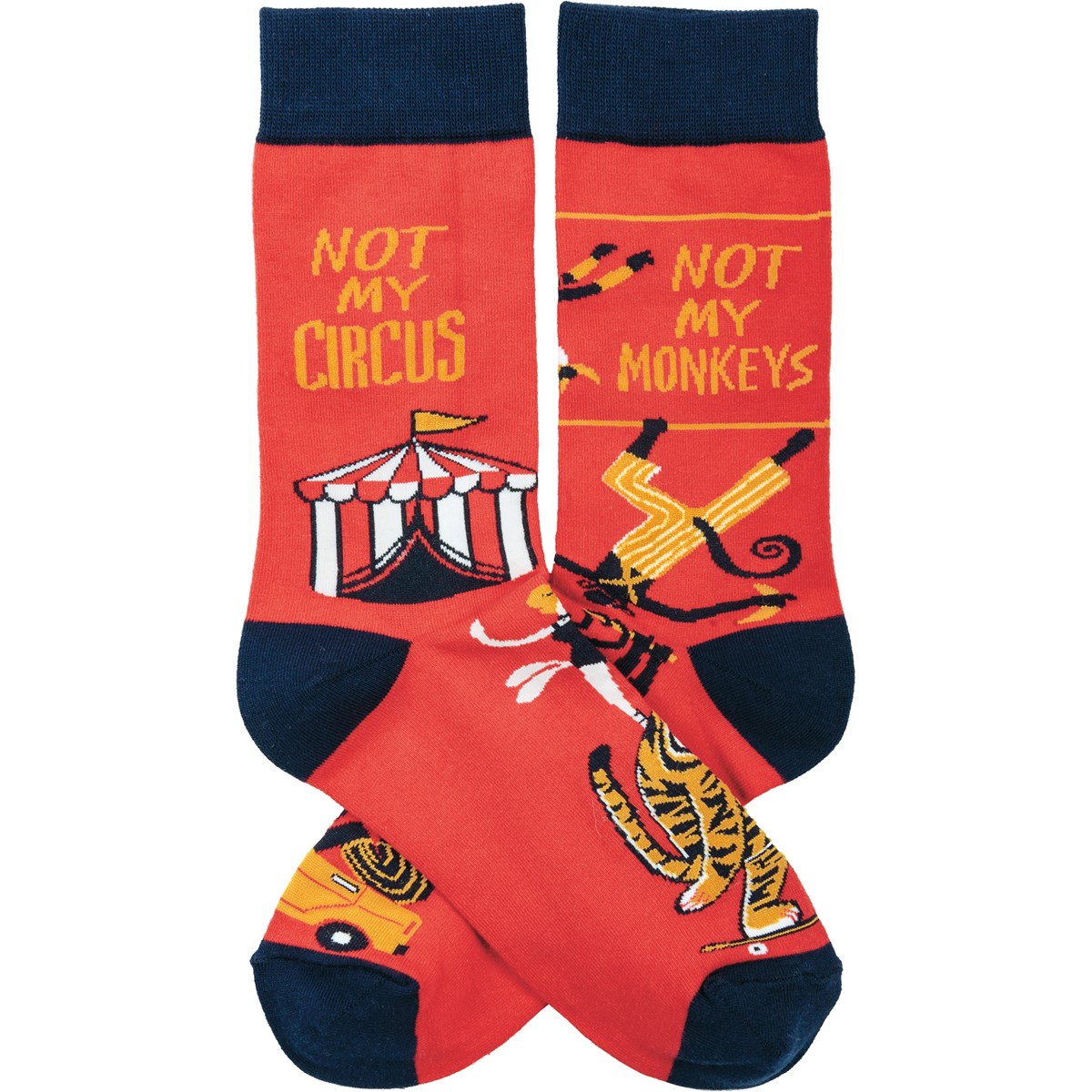 Socks - Circus & Monkeys - One Size Fits Most - Cotton, Nylon, Spandex