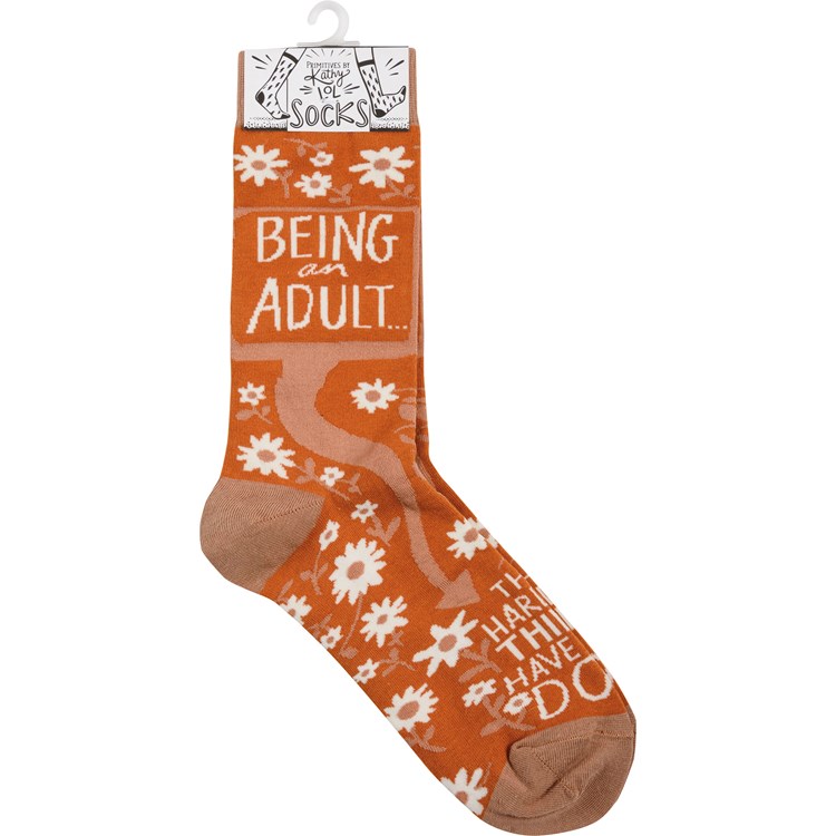Socks - Being An Adult Hardest Thing I Have Done - One Size Fits Most - Cotton, Nylon, Spandex