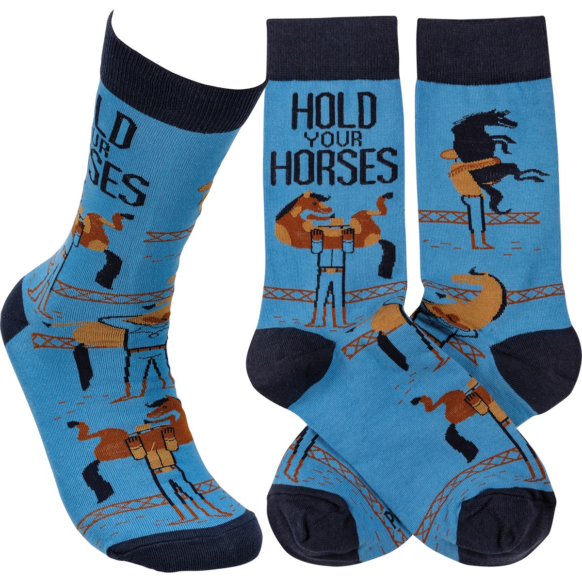 Socks - Hold Your Horses - One Size Fits Most - Cotton, Nylon, Spandex