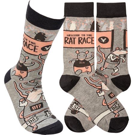 Welcome To The Rat Race Socks - Cotton, Nylon, Spandex
