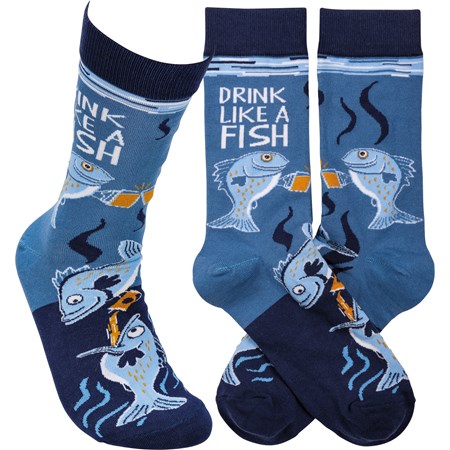 Socks - Drink Like A Fish - One Size Fits Most - Cotton, Nylon, Spandex