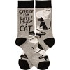 Socks - Sorry I'm Late I Saw A Cat - One Size Fits Most - Cotton, Nylon, Spandex