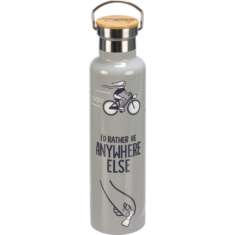 Rather Be Anywhere Else Insulated Bottle - Stainless Steel, Bamboo