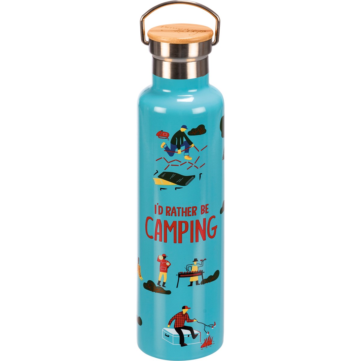 I'd Rather Be Camping Insulated Bottle - Stainless Steel, Bamboo
