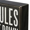 Box Sign - Bathroom Rules - 12" x 12.75" x 1.75" - Wood