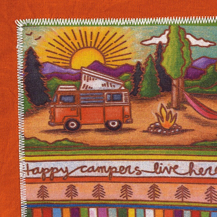Happy Campers Live Here Kitchen Towel Set - Cotton