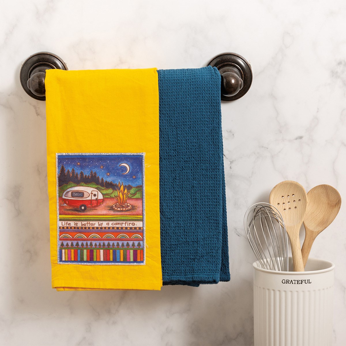 Kitchen Towel Set - Life Is Better By A Campfire - 20" x 28" - Cotton