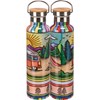Camper Insulated Bottle - Stainless Steel, Bamboo